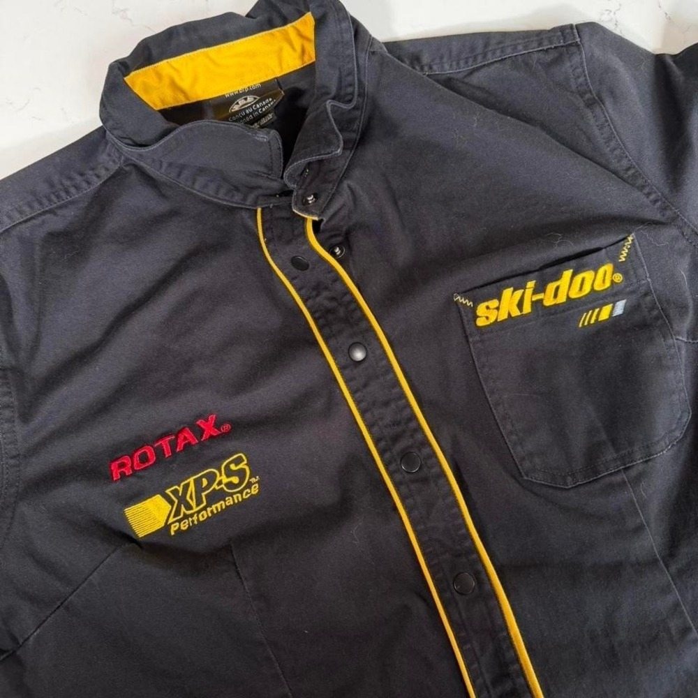 Ski-Doo X Team Button Front Work Shirt Men's 2XL Black Yellow BRP Rotax XPS